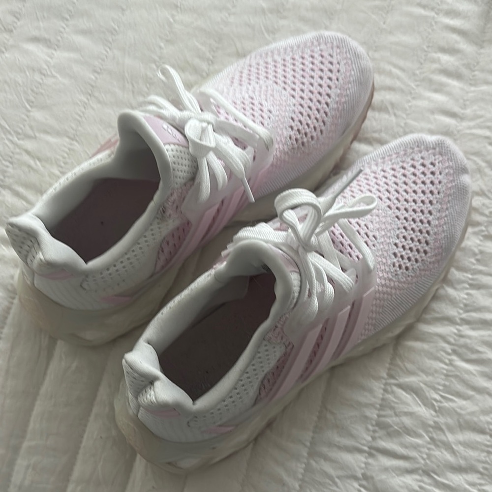 Adidas Women's White and Pink Sneakers
